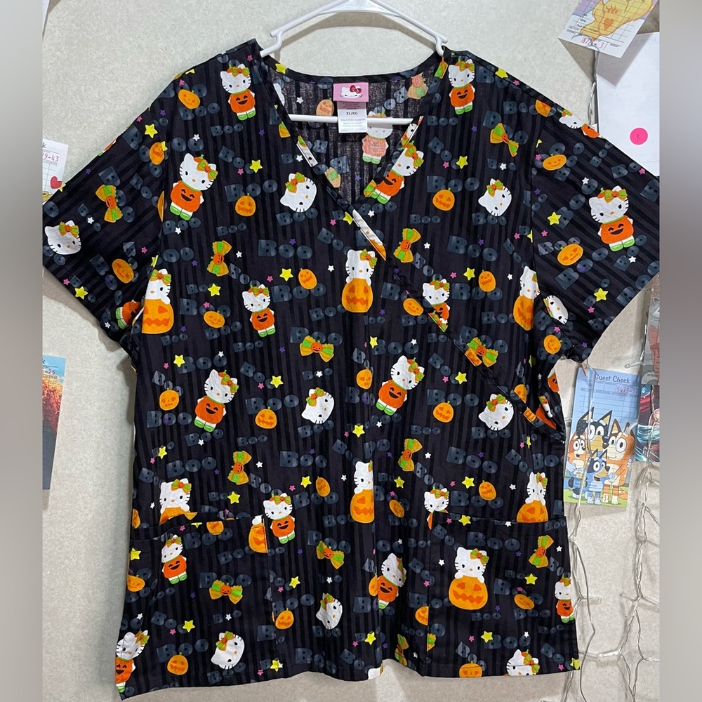 Hello Kitty Halloween Themed Scrubs Top